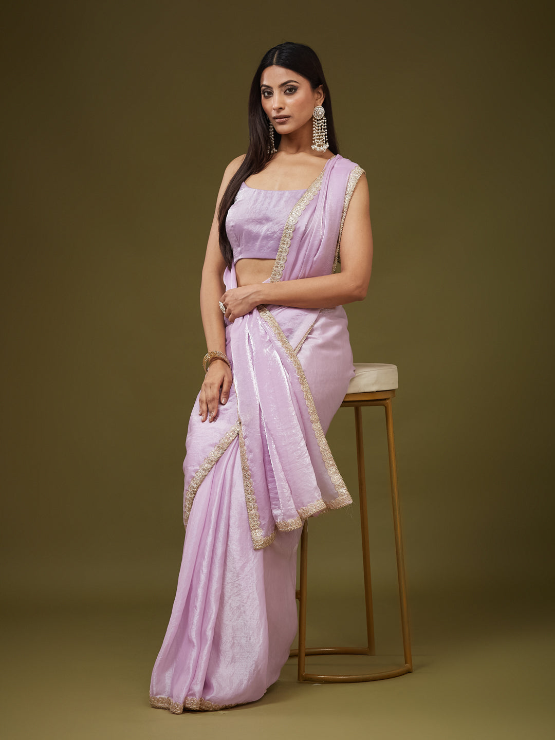KASEE Women's Off-White Silk Cotton Saree with Floral Embroidery and Zari Border