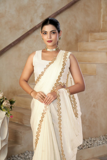 KASEE Women Silk Saree with Embellished Lace Border