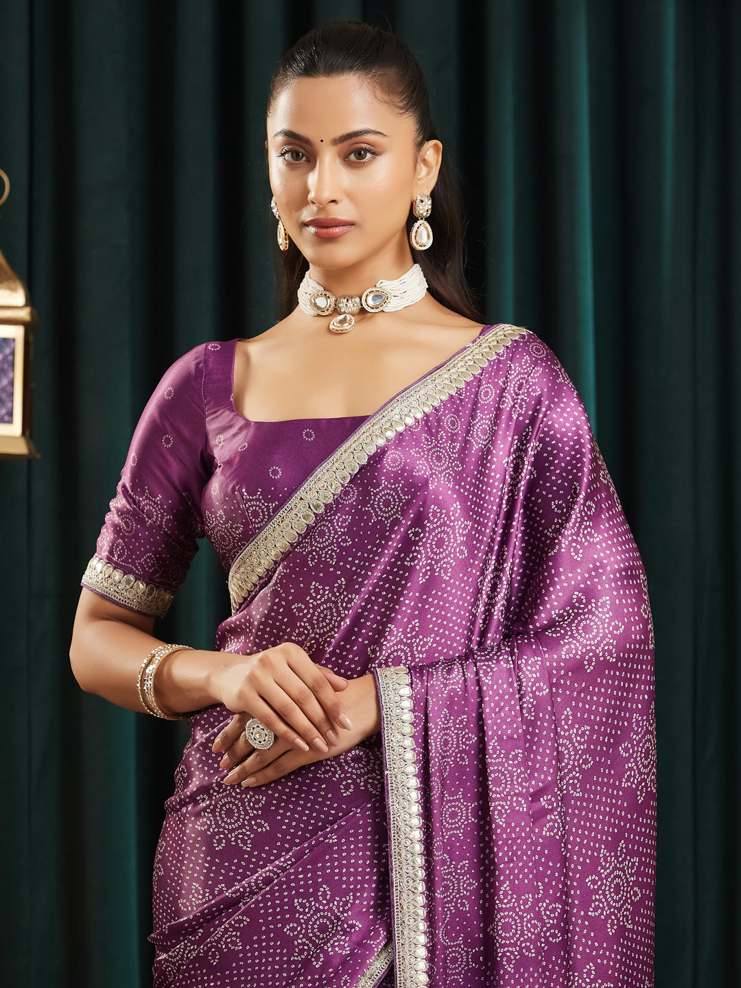KASEE Women's Purple Art Silk Saree with Intricate Silver Zari Buti Work & Traditional Border
