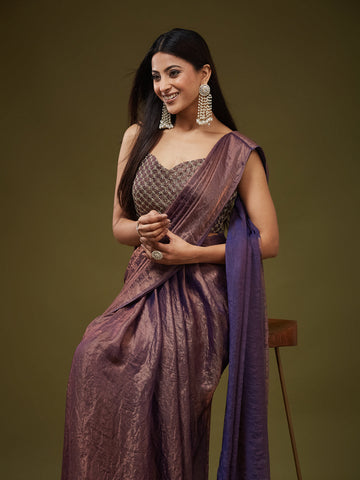 KASEE Women's Olive Organza Saree with Multicolor Floral Print
