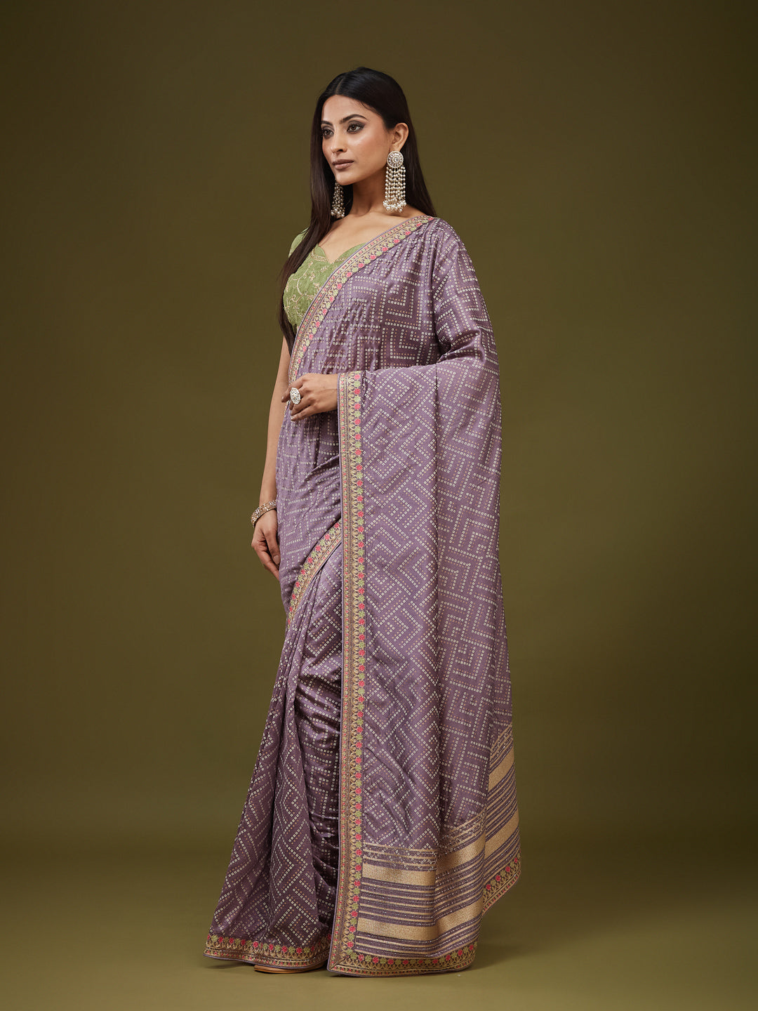 KASEE Women's Classic Black Cotton Blend Saree with Zari Woven Border