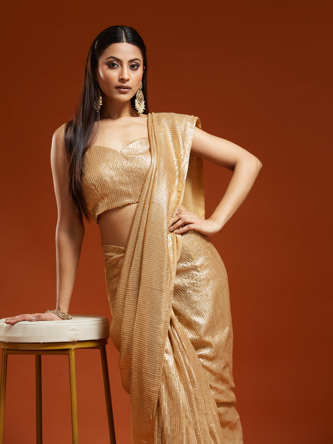 KASEE Women's Rose Pink Silk Saree with Delicate Floral Buti Embroidery
