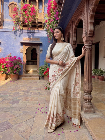 KASEE Women's Copper Silk Ready To Wear Saree With Designer Saree