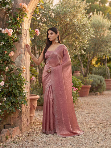KASEE Women's Ivory Silk Saree with Paisley Floral Embroidery and Zari Border