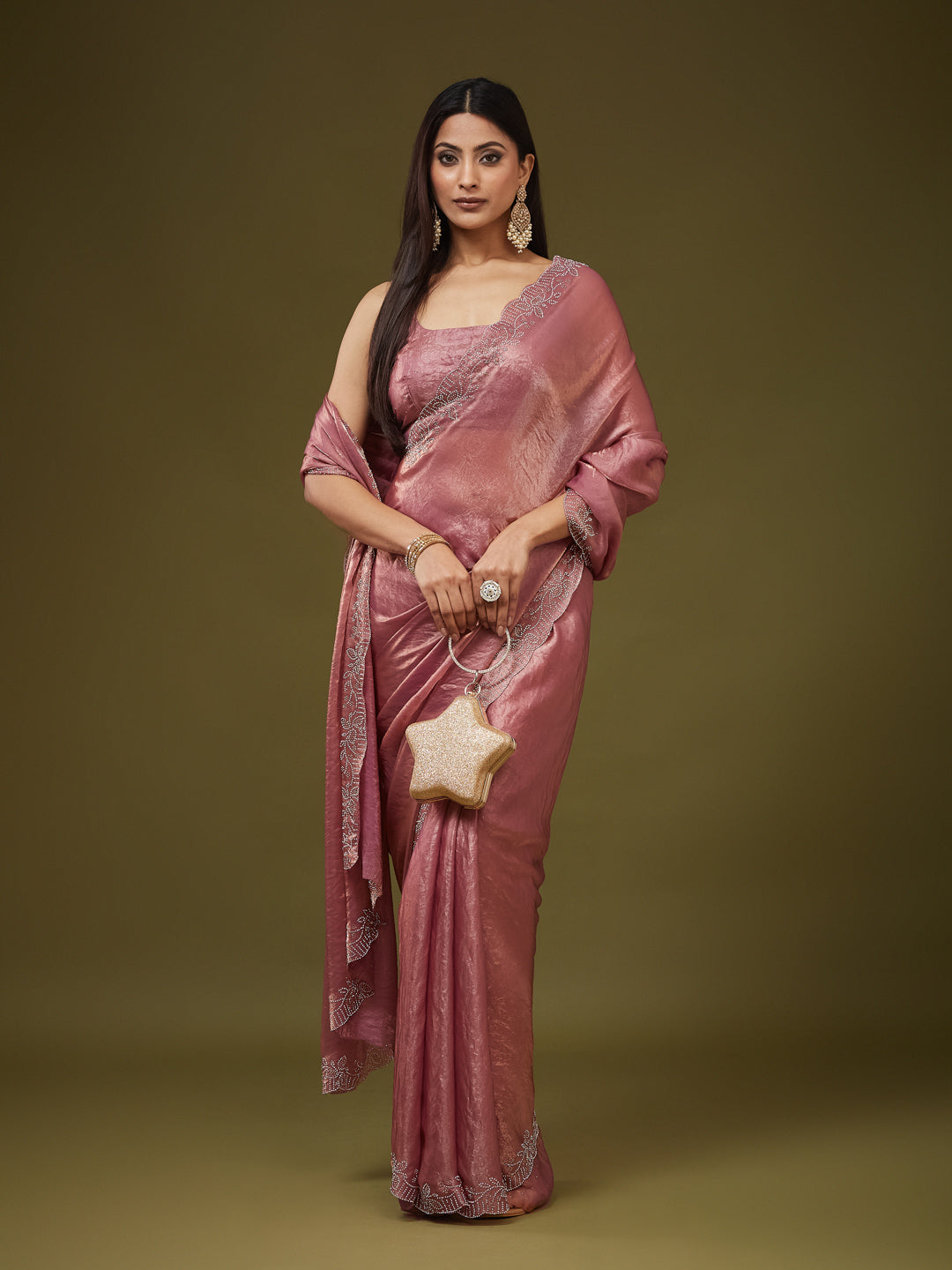 KASEE Women's Ivory Silk Saree with Paisley Floral Embroidery and Zari Border