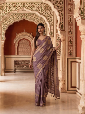 KASEE Women's Elegant Lavender Tone Traditional Border Festive Saree