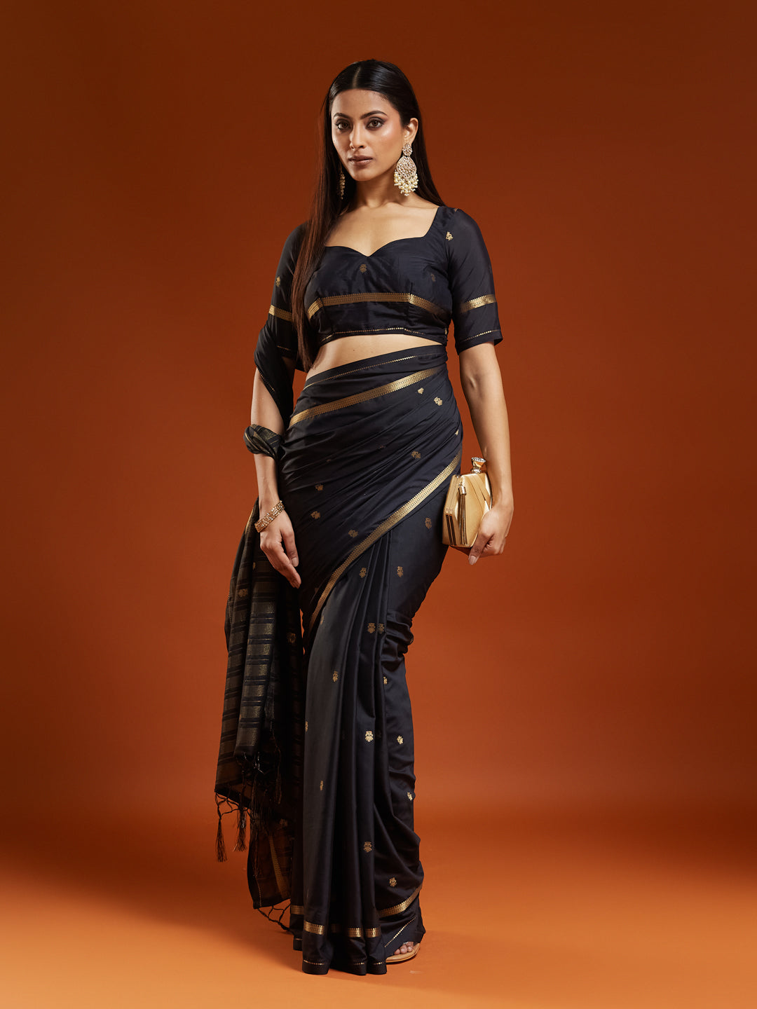 KASEE Women's Blue Zari Buti Traditional Festive Saree