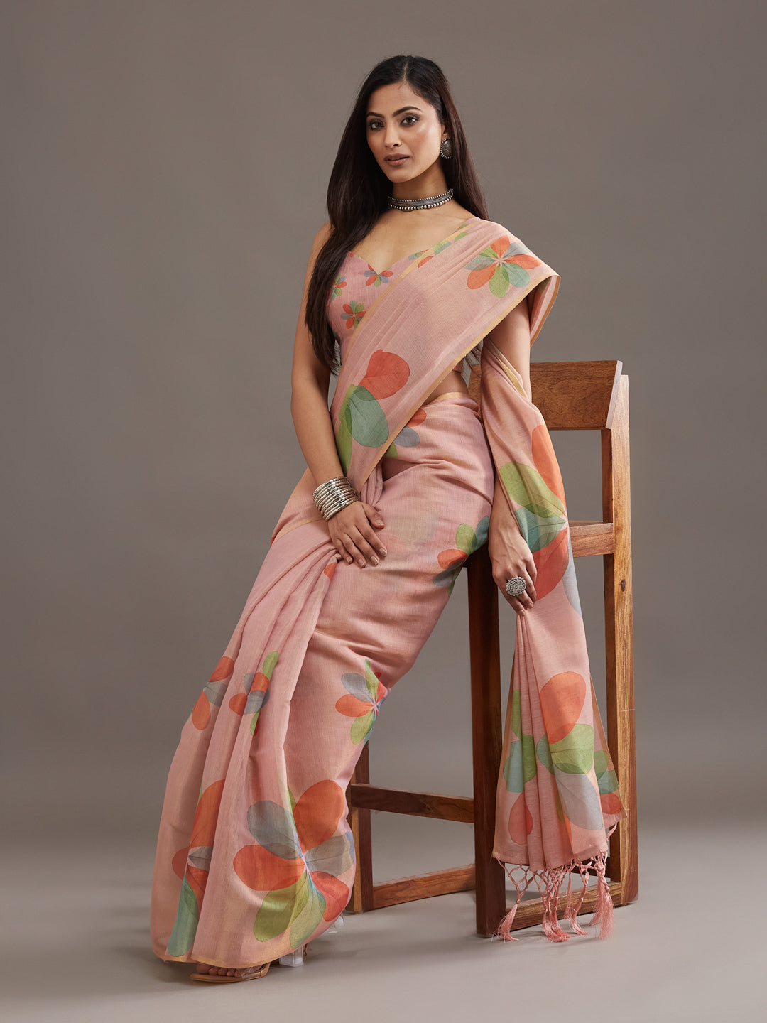 KASEE Women's Morpich Banarasi Silk Saree with Traditional Woven Zari Border