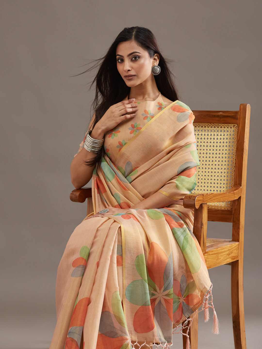 KASEE Women's Hot Pink Silk Saree with Traditional Geometric Woven Border