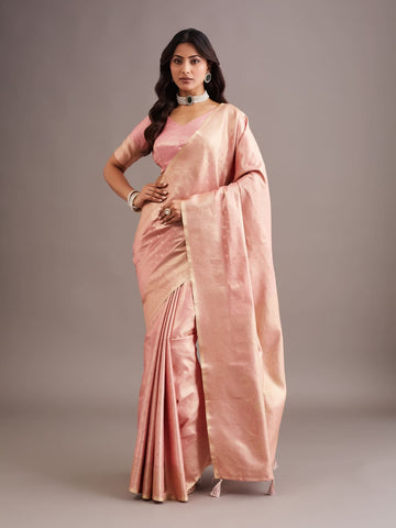 KASEE Women's Pink Art Silk Saree with Self Woven Motifs and Elegant Pallu
