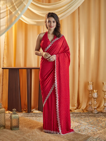 KASEE Women Cherry Women Embellished Beads and Stones Saree