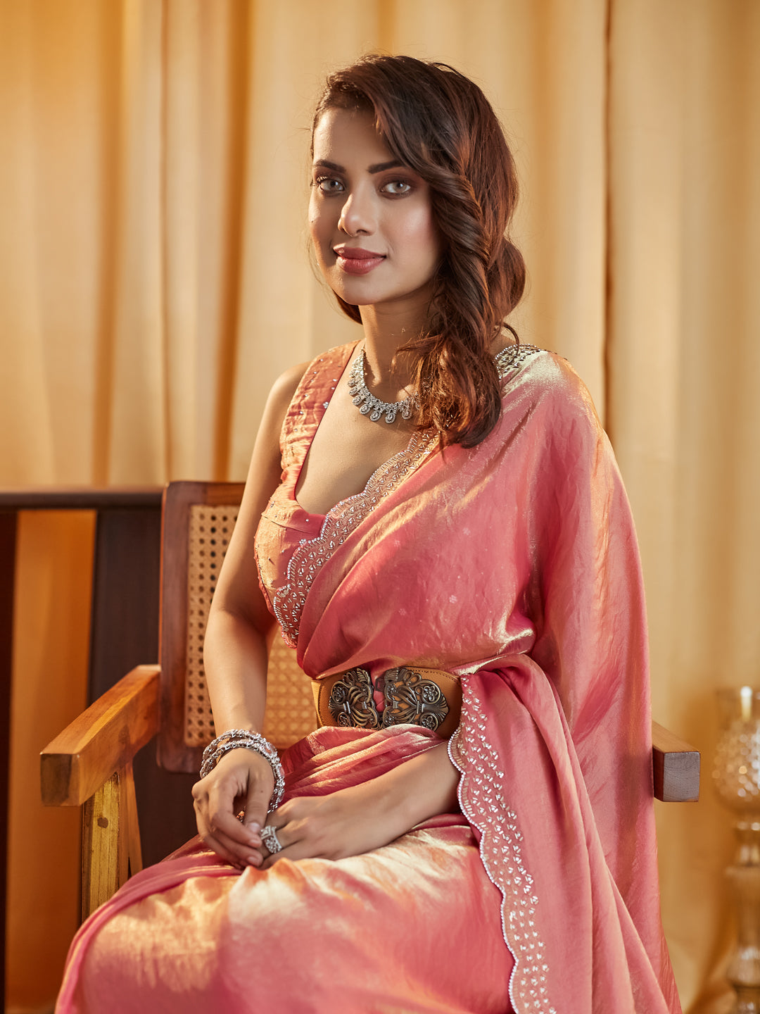 Kasee Women Silk Stone and Beads Embellished Saree