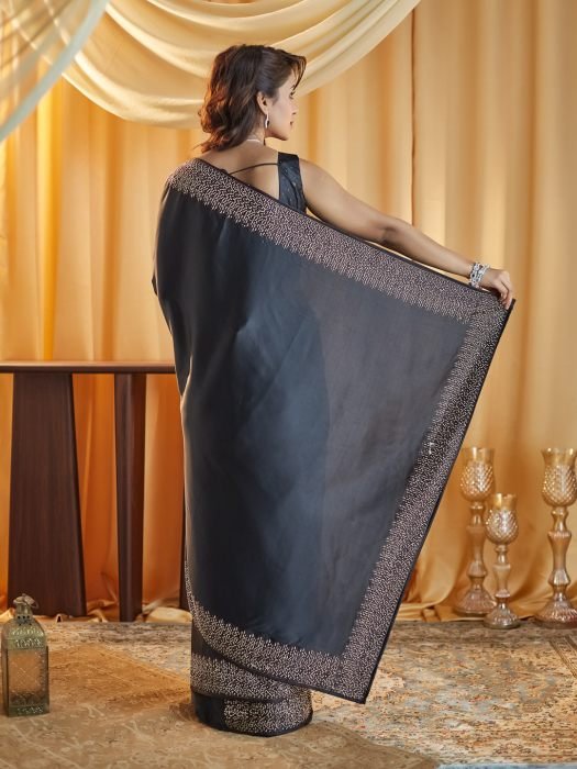 Beads and Stones Satin Saree