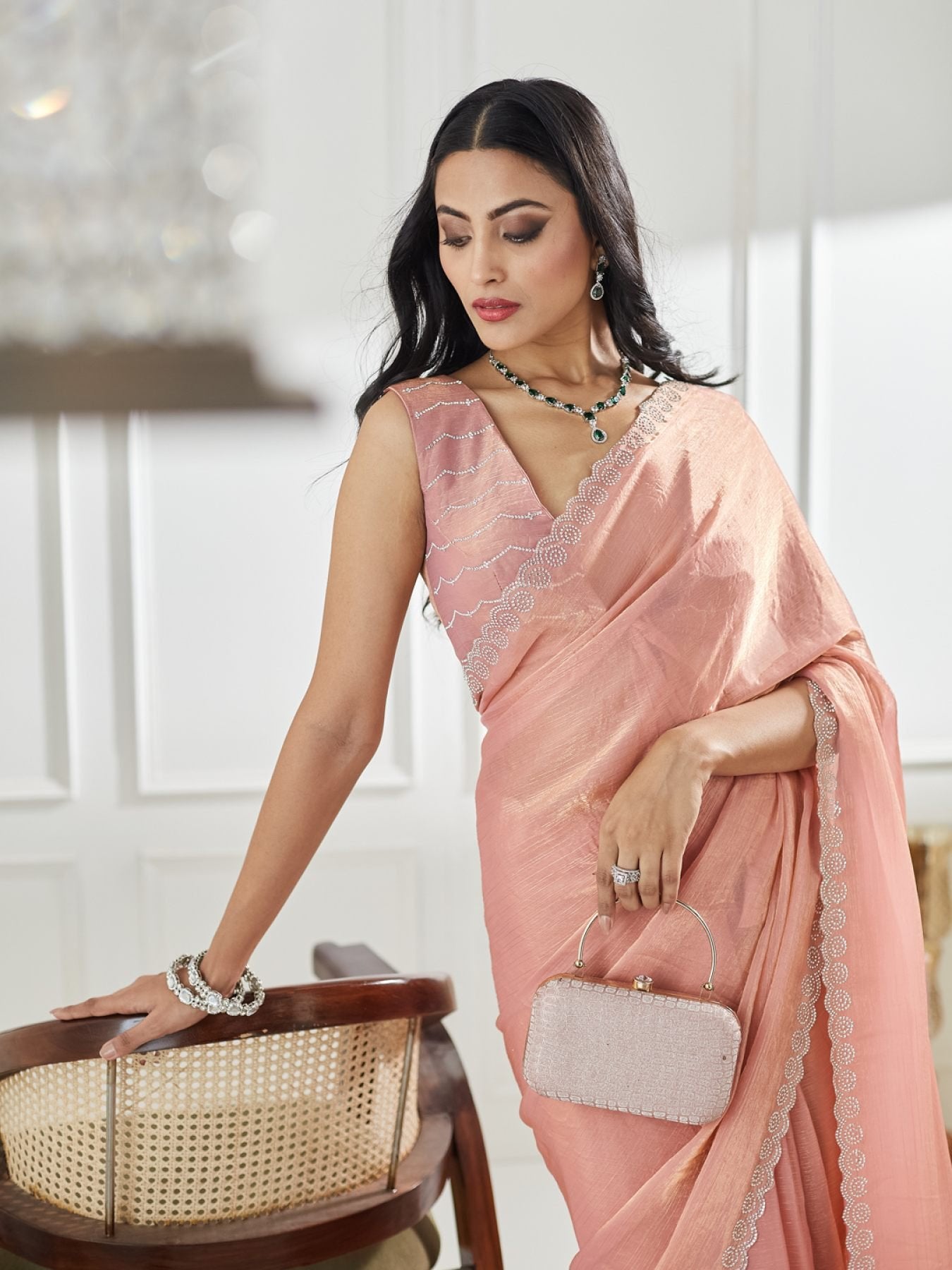 Beads and Stones Silk Blend Saree