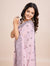 Lavender Floral Embroidered Work Pure Chiffon Ready To Wear Saree
