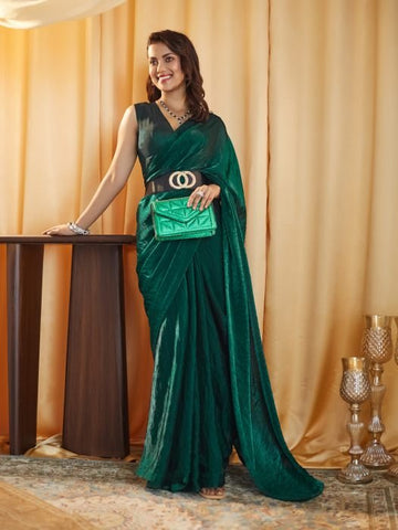 Peacock Blue Party wear Plain saree