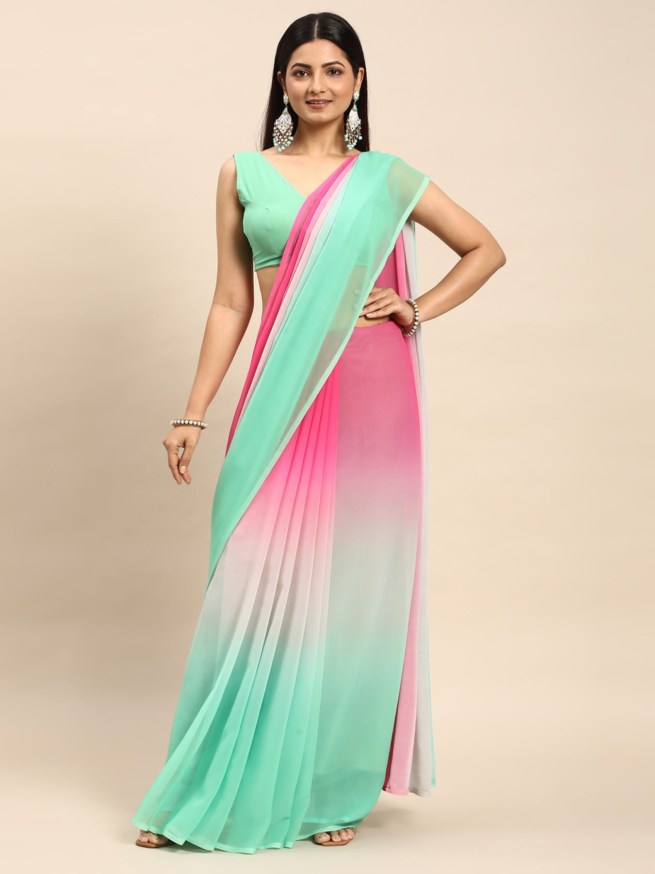 Delicate Multi Color Printed Georgette Saree