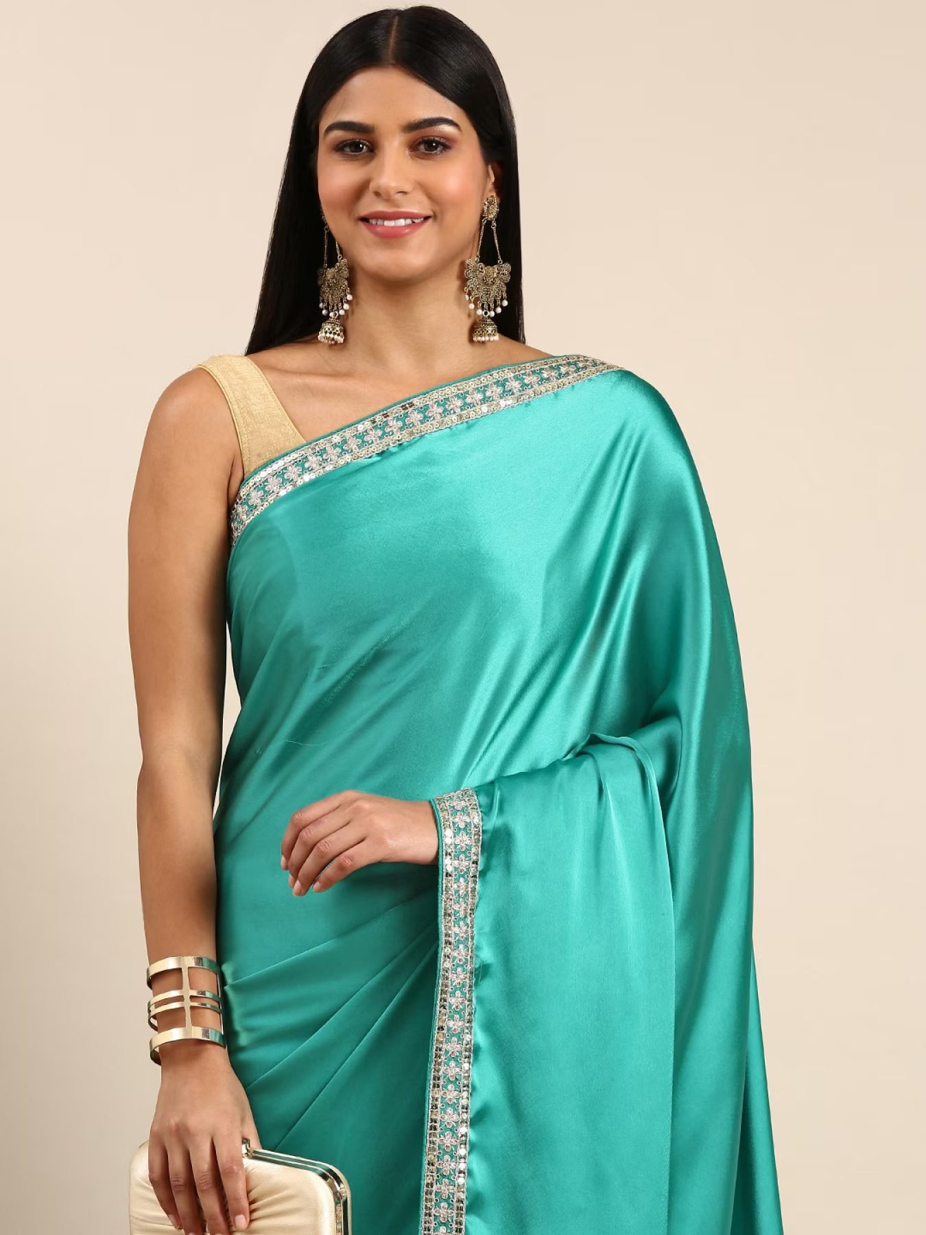 Tranoli Solid Satin Saree With Velvet Sequin Blouse Piece at Rs 894.00 | Satin  Saree | ID: 2849055724448