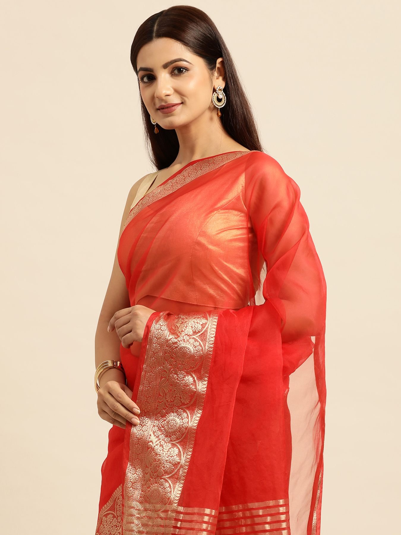 Buy Designer Chanderi hadloom silk sarees online – Chowdhrain