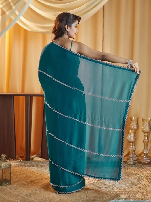 Beads and Stones Pure Chiffon Saree NEW