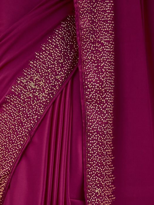 Beads and Stones Satin Saree embroidered saree