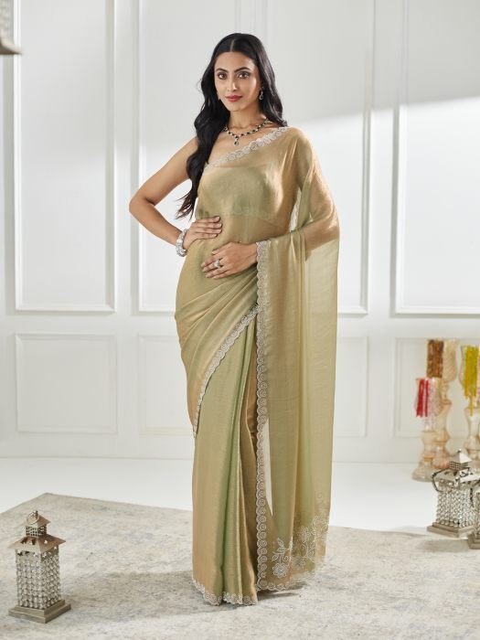 Beads and Stones Silk Blend Saree party wear saree