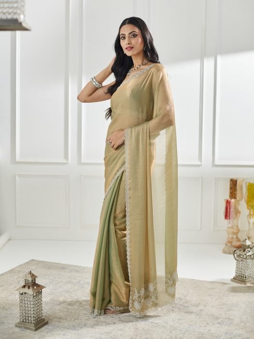 Beads and Stones Silk Blend Saree party wear saree