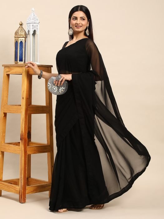 Black Georgette Saree In Bollywood Style party wear saree