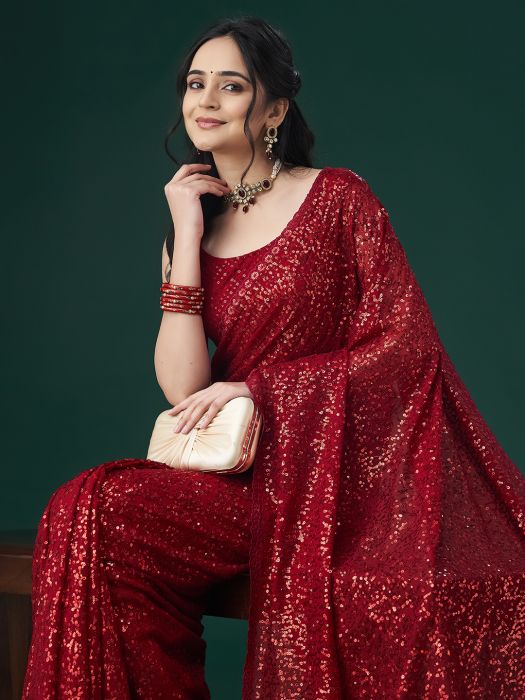Cherry Embellished Sequinned Saree NEW ARRIVALS