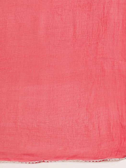 Dark Pink Cotton Blend Fancy A Line Kurta With Print   Embroidery Work With Dupatta   Trouser         kurta sets with dupatta