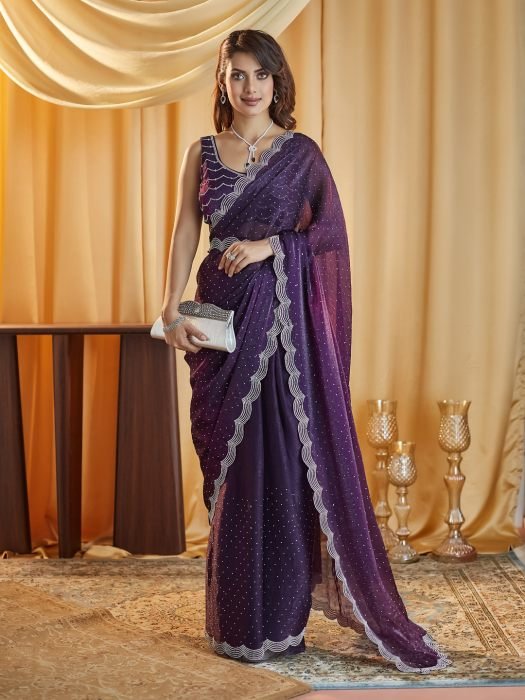 Embellished Beads and Stones Pure Silk Saree