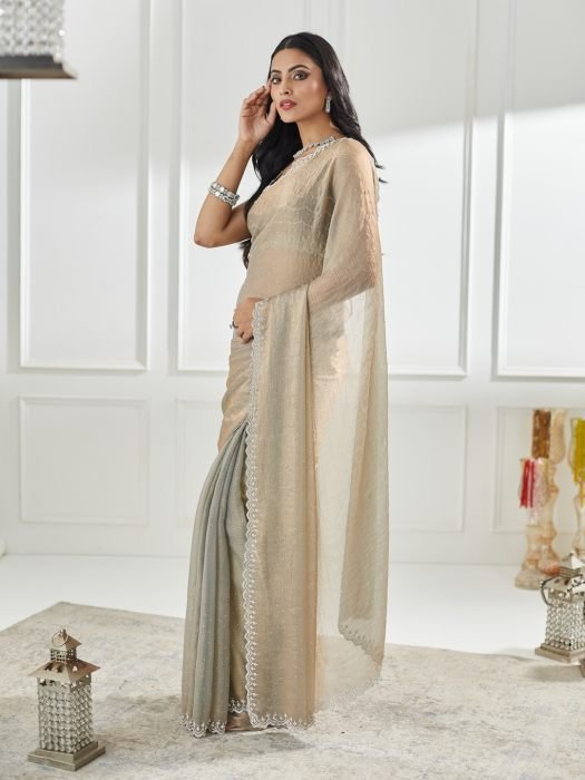 Embellished Beads and Stones Pure Silk Saree party wear saree