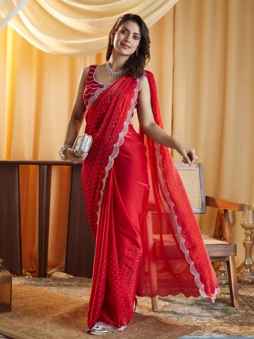 Embellished Beads and Stones Pure Silk Saree party wear saree