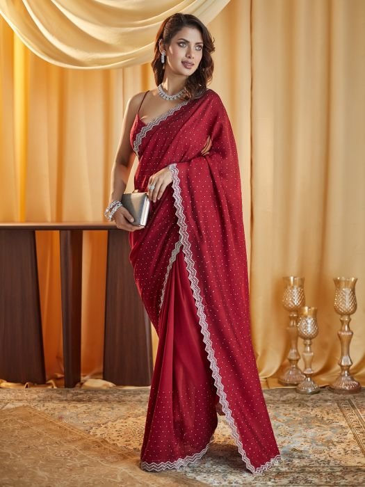 Embellished Beads and Stones Silk Blend Saree NEW ARRIVALS