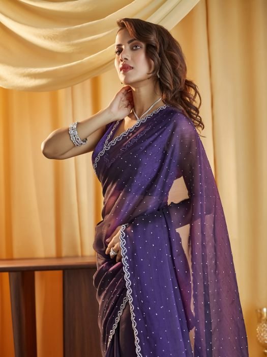 Embellished Beads and Stones Saree party wear saree