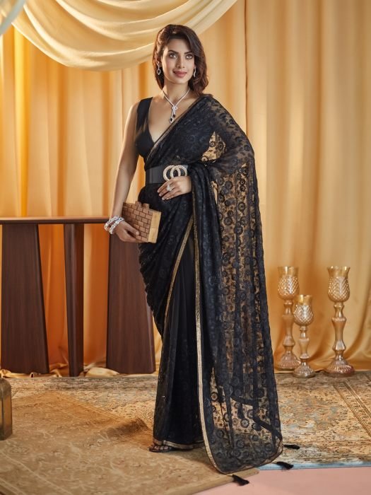 Embellished Chikankari Pure Chiffon Saree SAREES