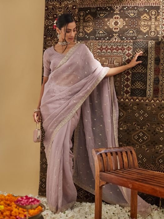 Embellished Embroidered Pure Silk Saree