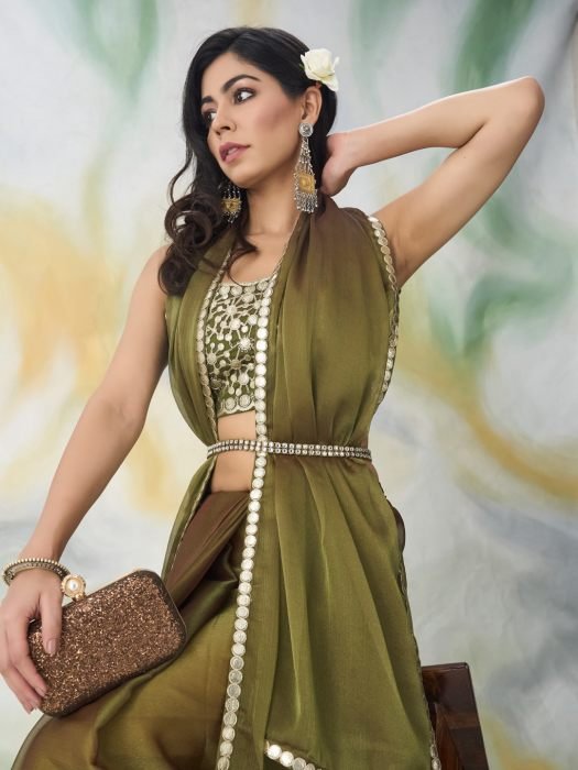 Embellished Silk Fancy Saree green sarees