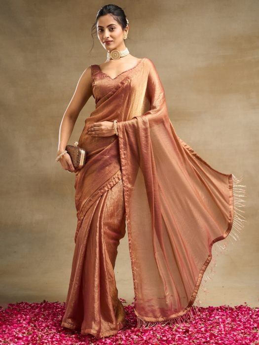 Embellished Zari Silk Blend Saree party wear saree