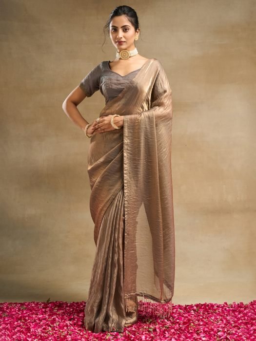 Embellished Zari Silk Blend Saree party wear saree