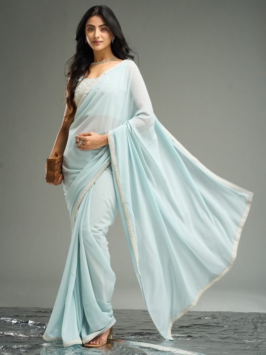 Embroidered Pure Georgette Saree party wear saree