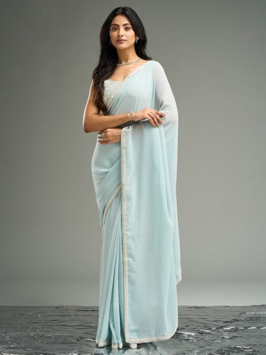 Embroidered Pure Georgette Saree party wear saree