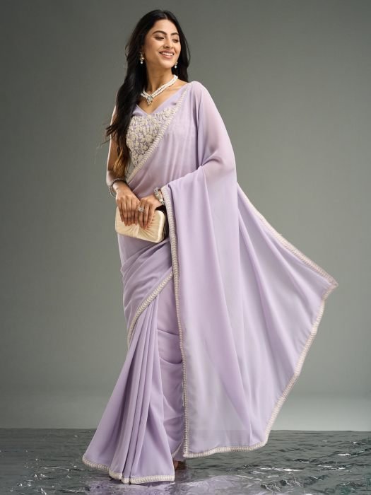 Embroidered Pure Georgette Saree party wear saree