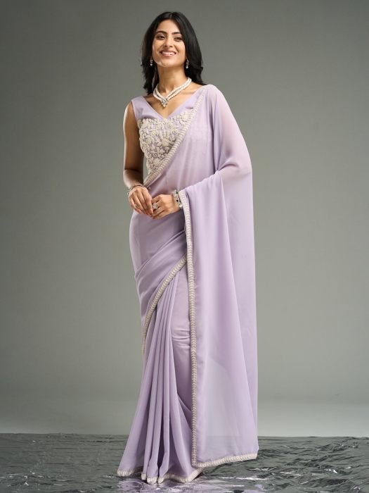 Embroidered Pure Georgette Saree party wear saree