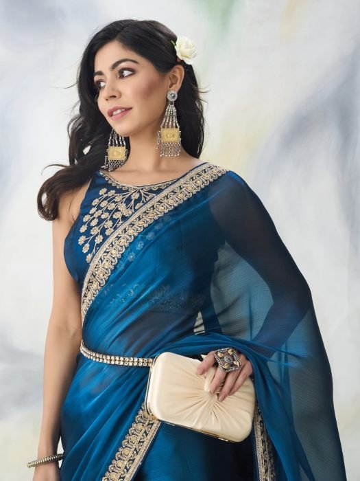 Embroidered Saree With Blouse Piece embroidered saree