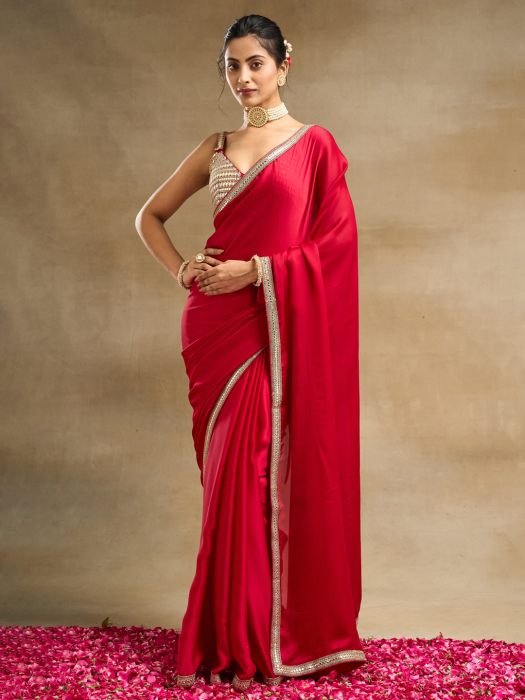 Embroidered Silk Blend Saree NEW