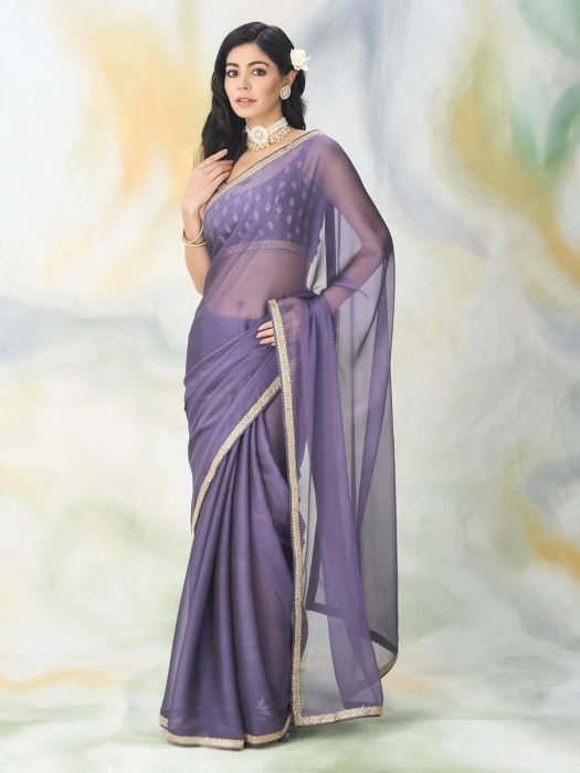 Embroidered silk Solid Saree party wear saree