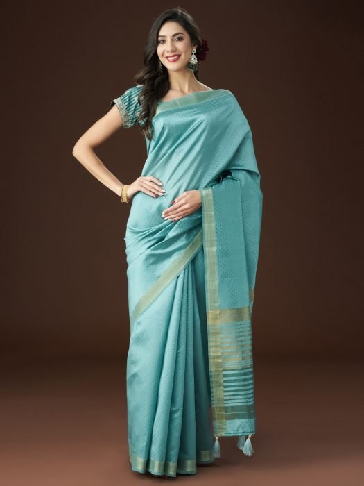 Firozi Ethnic Motifs Woven Design Zari Saree NEW