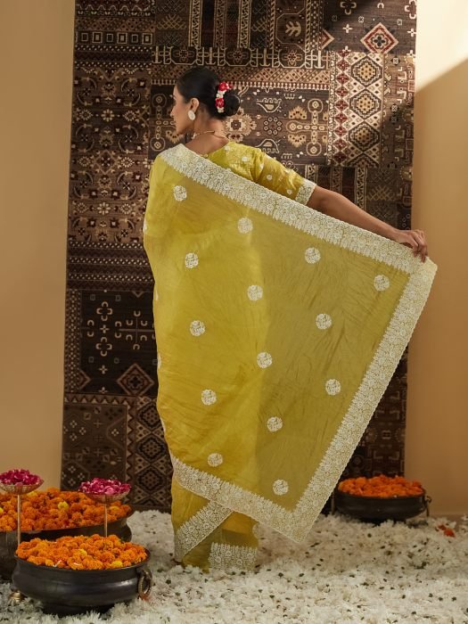 Floral Chikankari Silk Blend Saree embroidered saree