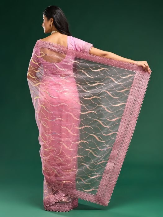 Floral Embroidered Net Saree embroidered saree